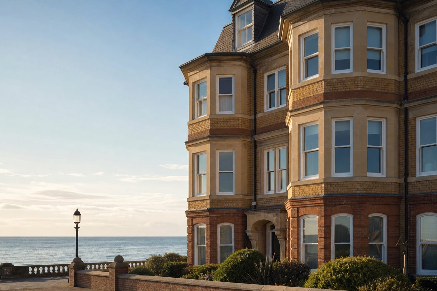 Converted period apartment building on a Norfolk coastal seafront