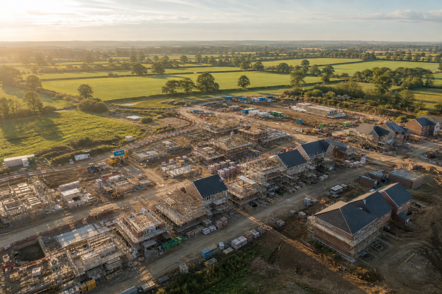 New housing development under construction in the English countryside