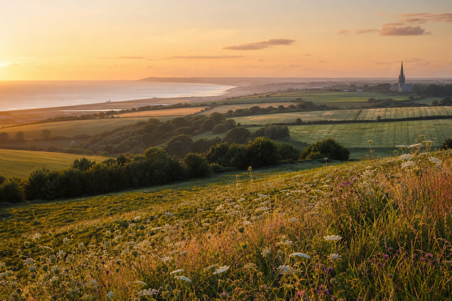 Norfolk countryside landscape at golden hour, summer 2026 property market report