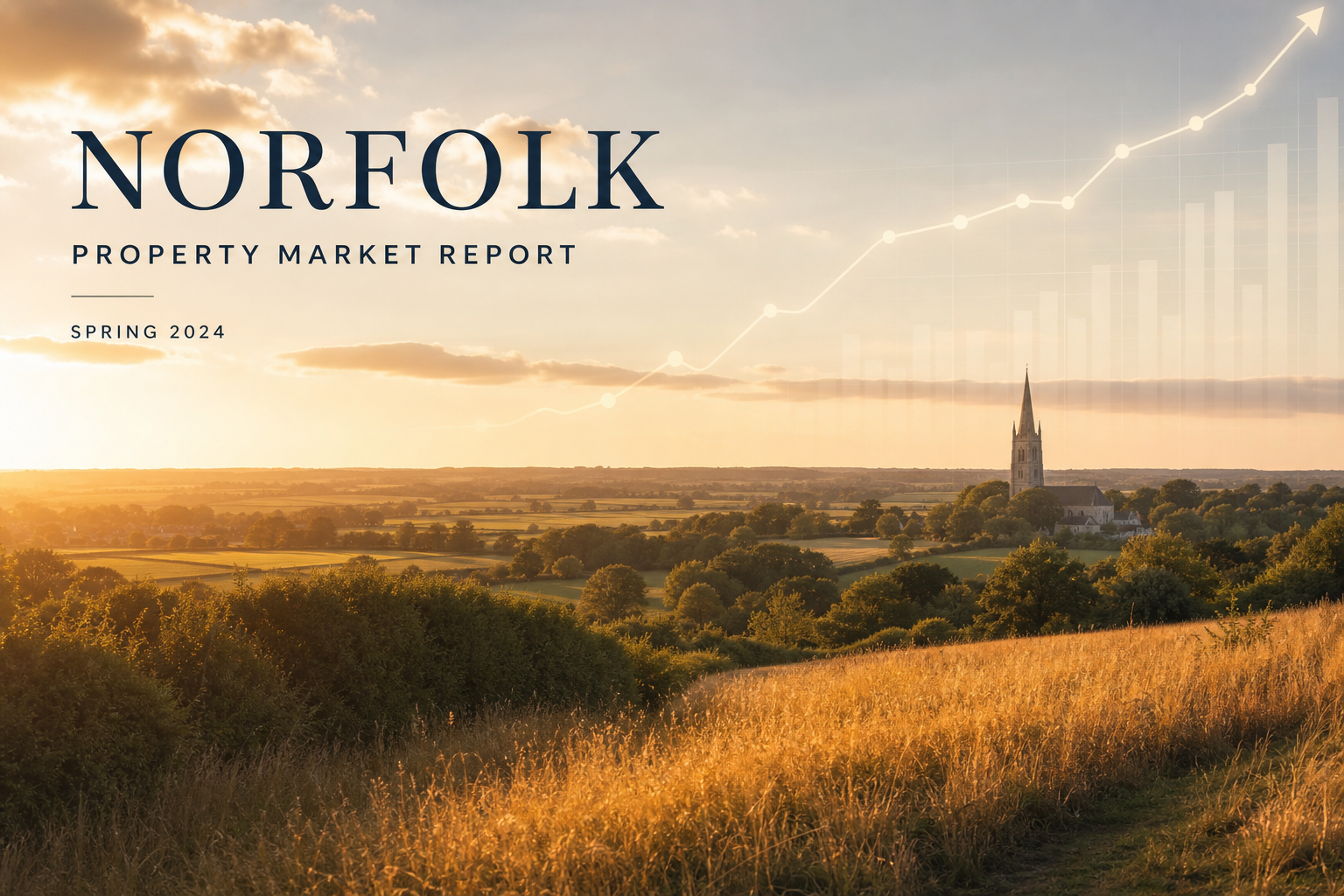 Norfolk property market report July 2026 - countryside landscape with market data overlay