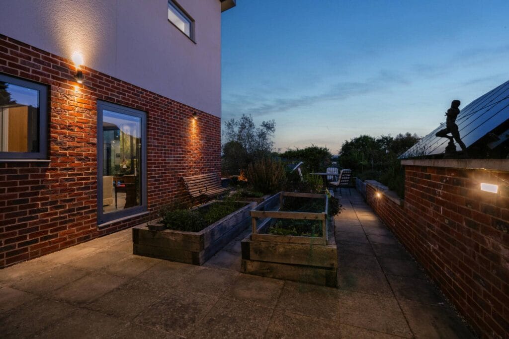 Tranquil twilight terrace for peaceful evenings and quiet conversations.