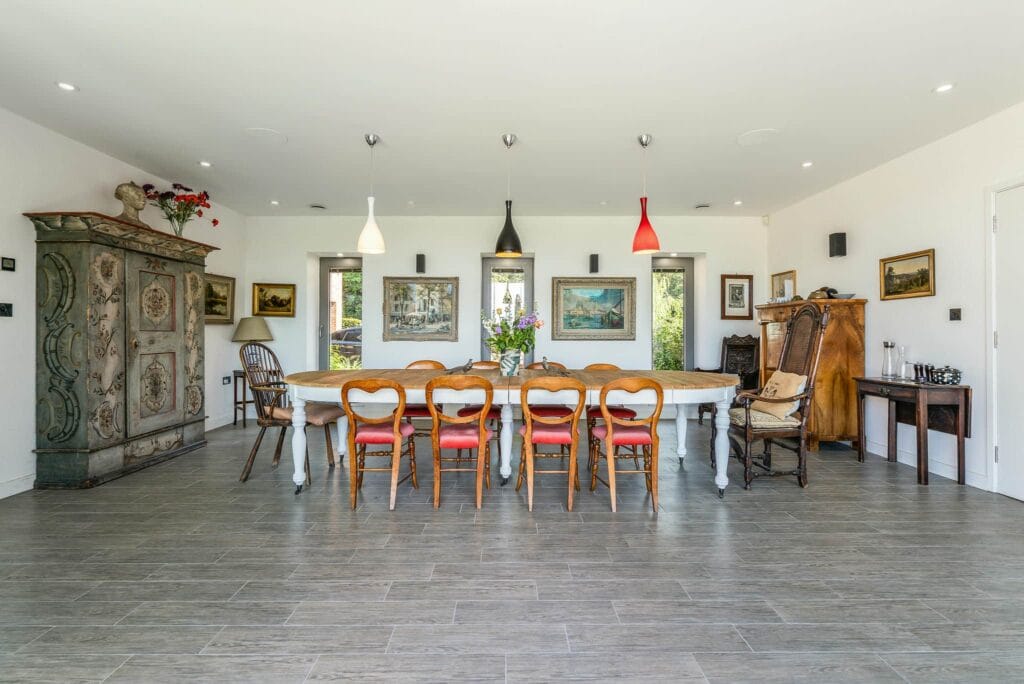 Elegant dining room view from the patio