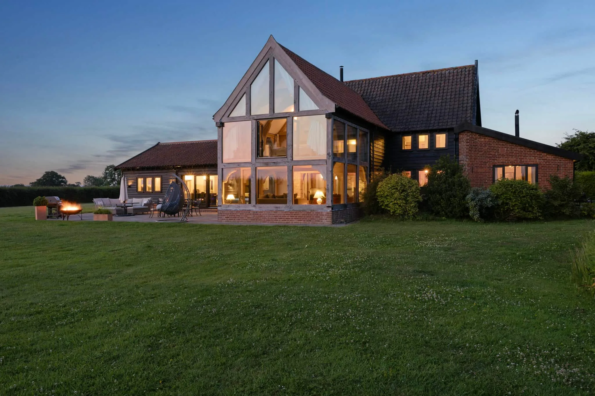 Aerial view of Upper Barn, luxury six bedroom equestrian property in Mendham near Harleston Norfolk
