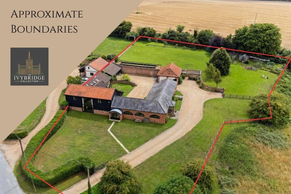 Approximate boundaries at Mill Farm Barn