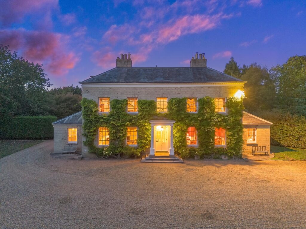 Hall front at dusk