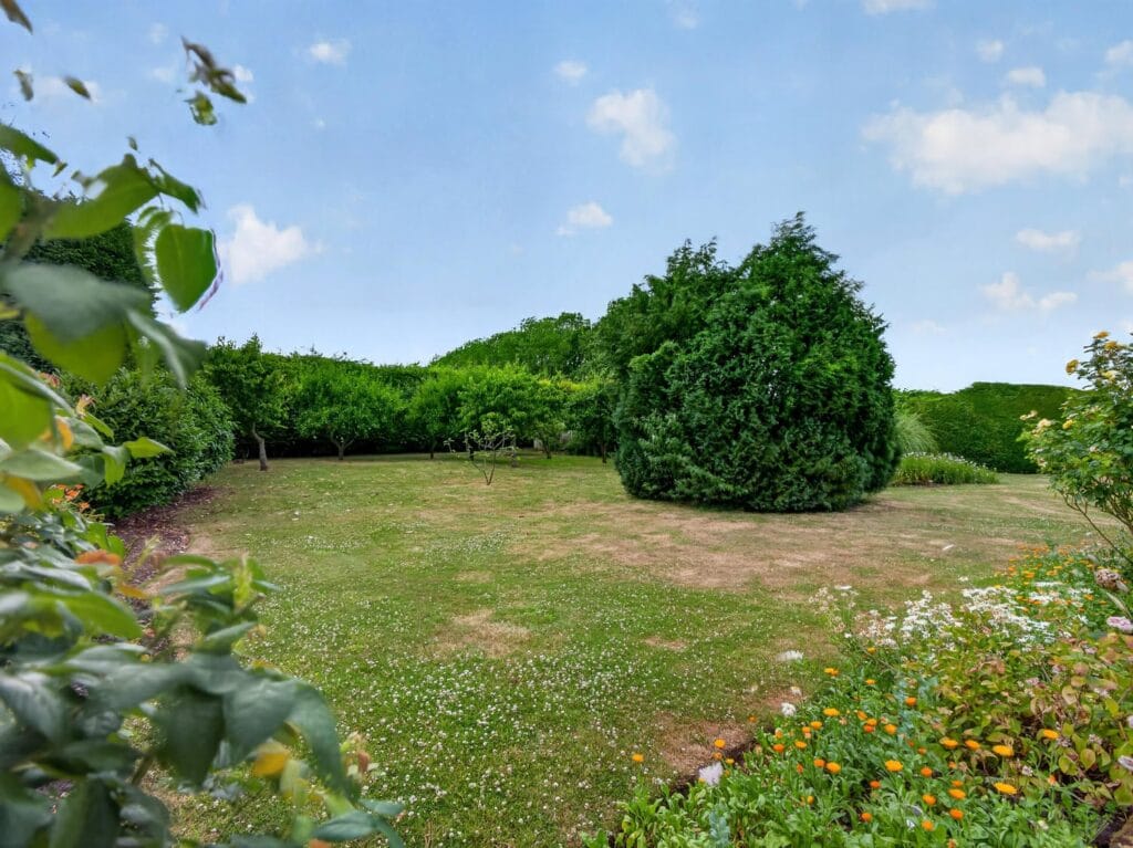 Bury's Hall Ashill secluded garden with mature hedging and topiary