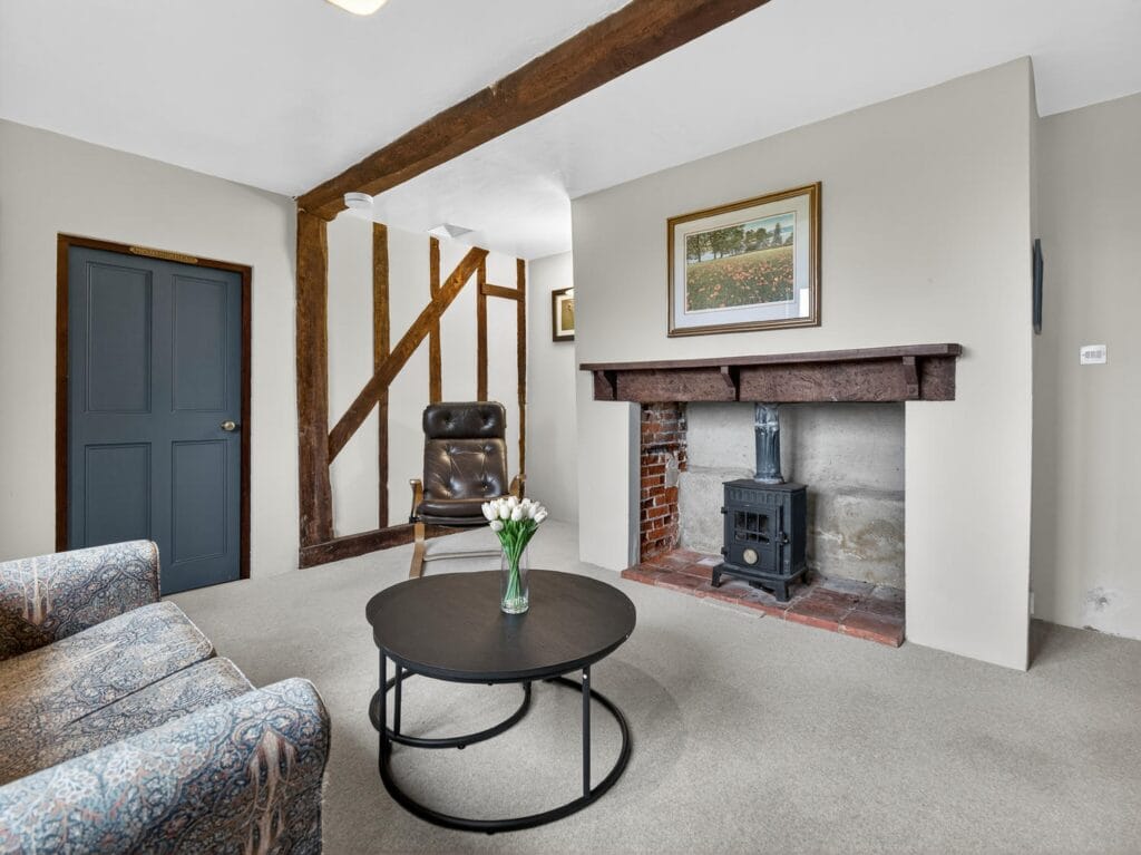 Annexe fireplace with wood burner