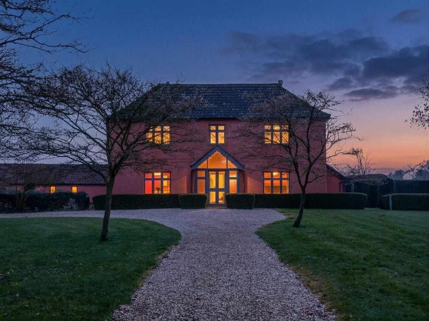 Estate property at dusk