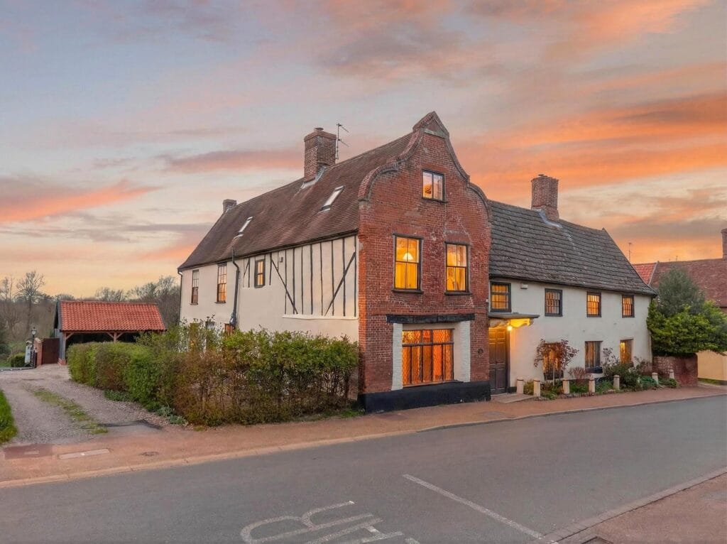 Historic Norfolk property at sunset
