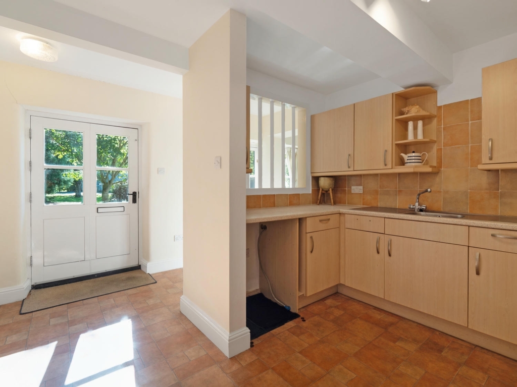 Entrance and kitchen area in Stable Cottage annexe at Loddon Hall, Norfolk