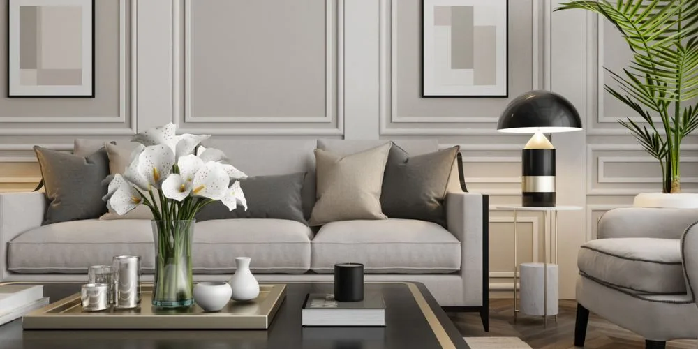 Styled open plan living space with high end interior design in a luxury Norfolk home